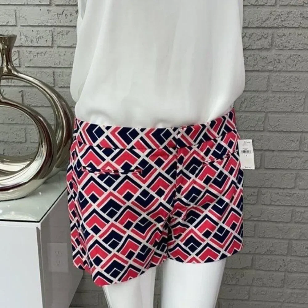 Gap Women Pink Blue White Clean Front Shorts Size 6